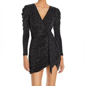 AQUA Metallic Faux Wrap Dress - 100% Exclusive